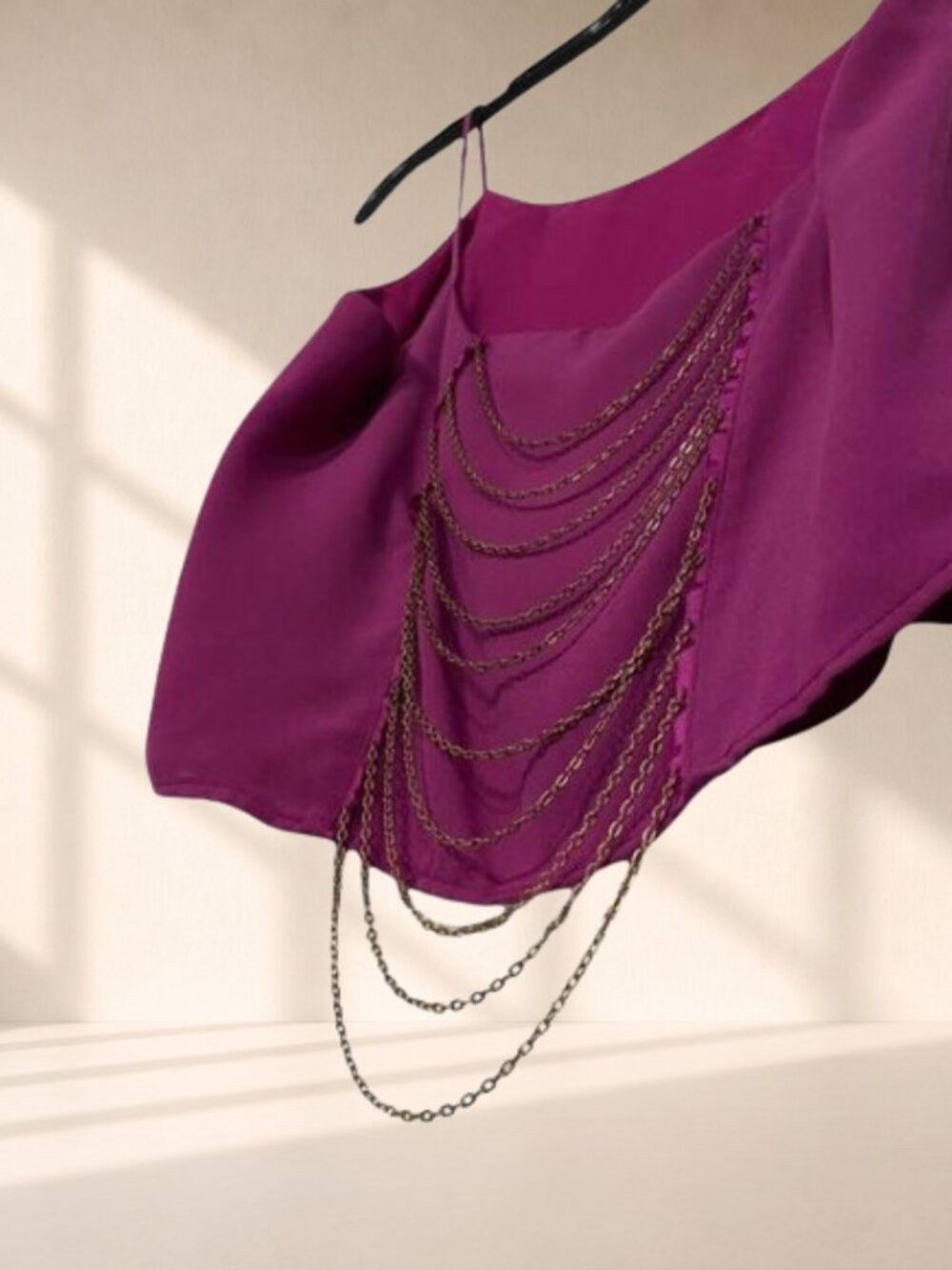 NWT Arden B Magenta Gold Chain Draped Back Cami Top Y2K Glam Medium - Picture 5 of 9